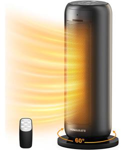 (Retail $59.98) Homairate Space Heater Fast Portable Heater with Remote and Thermostat, 60&#176; Oscillation, 1500W Ptc, 20&#8220;