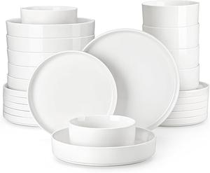 (Retail $121.99) MalaCasa Porcelain Dinnerware Set, Ivory White, 24 Pcs.