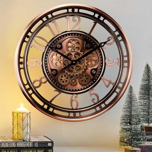 (Retail $129.99) Clxeast Moving Gear Wall Clock, Metal Copper, 21 Inches