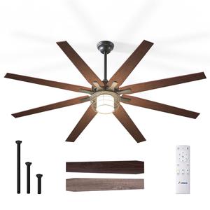 (Retail $239.99) Amico Ceiling Fans With Lights And Remote Control, 72&#34;, Black