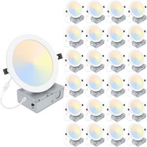 (Retail $229.99) Lzhome 24 Packs 8 Inch Recessed LED Light: Ultra Thin LED Recessed Lighting with Junction Box (Missing Parts)