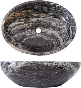 (Retail $249.00) Miduso 100% Handcrafted Oval River Stone Vessel Sink, White Veins