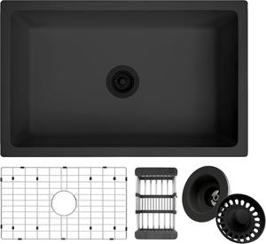 (Retail $298.15) Monsinta Undermount Kitchen Sink With Accessories, 30 Inch, Matte Black