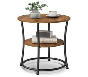 Vasagle Side Table, Round with 2 Storage Shelves