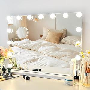 (Retail $79.99) Nusvan vanity mirror With Lights, 24&#34; X 18&#34;, 15 Dimmable LED Bulbs, White