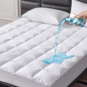 (Retail $79.99) Goose Feathers Down Mattress Pad, Quilted Queen Size Mattress Protector