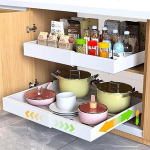 (Retail $73.99) Mlinavn 2 Pack Pull Out Cabinet Organizer 21&#34; Deep Expandable Slide Out