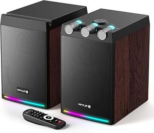 (Retail $76.90) HPYLIF·H Powered Bookshelf Speakers, 50W X 2 RMS Bluetooth TV Speakers with LED Light