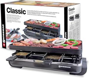 Swissmar Classic 8-Person Raclette Party Grill with Reversible Cast Aluminum Non-Stick Grill Plate/Crepe Top