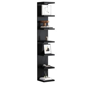 (Retail $99.99) Versatile 7 Tier Wall Shelf Unit, Black Lack Wall Shelf, Display Floating Shelf with LED Remote Control Light