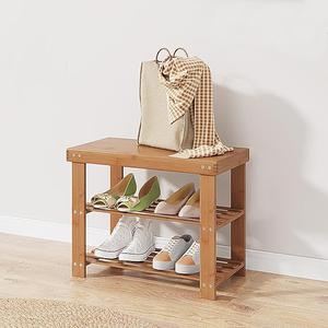 Qylw Shoe Rack Bench for Entryway 3-Tier Bamboo Shoe Storage