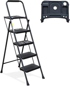 (Retail $89.99) HBTower 4 Step Ladder, Folding Step Stool with Wide Anti-Slip Pedal