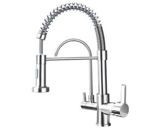 (Retail $94.88) Kitchen Sink Faucet with Sprayer, 2 Handles, 3 in 1 Water Filter Purifier Spring Drinking Reverse Osmosis