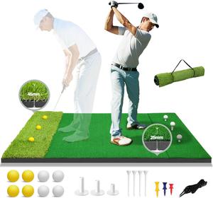 ($129.99) New - Golf Hitting Mats, Golf Mats Practice Indoor Simulator, Thickened High Elasticity Real Experience Swing, Golf Hitting Mat Large, 5 x 4 Feet Includes 8 Golf Balls, 3 Rubber Tees, 7 Golf Tees