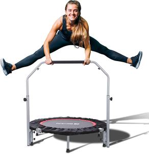 ($109.99) BCAN 40/48&#34; Foldable Mini Trampoline Max Load 330lbs/440lbs, Fitness Rebounder with Adjustable Foam Handle, Exercise Trampoline for Adults Indoor/Garden Workout - AS-IS