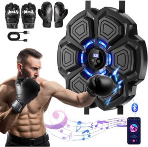 ($149.99) New - 2025 Music Boxing Machine Upgrade - Smart Bluetooth,Two Pairs of Gloves.Multiple Modes.Wall-Mounted for Home/Office/Gym.Ideal for Adults and Kids.Space-Saving,Brings Fun Workouts and Family Fun.