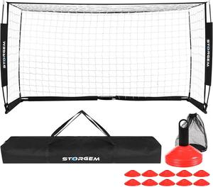 ($53.99) Storgem Soccer Goal,Soccer Net,Soccer Goals for Backyard,with Bow Frame,Collapsible Metal Base and 15 Training Cones - AS-IS