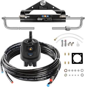 ($378.99) New - 150HP Outboard Hydraulic Steering Kit, Hydraulic Steering for Boats, Boat Steering System with Hydraulic Cylinder, Helm Pump and Tubing