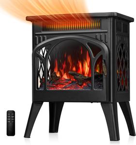 R.W.FLAME Electric Fireplace Heater with Remote Control, 17 Inch, Black