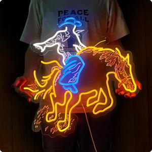 ORIXIAYE Teen Cowboy neon sign for wall decor, 22.5 x 21.4 Inch, Blue/Yellow