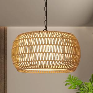 (Retail $129.99)Rattan Farmhouse 5 lights Chandelier for Dinning Room, 19.7 Inch