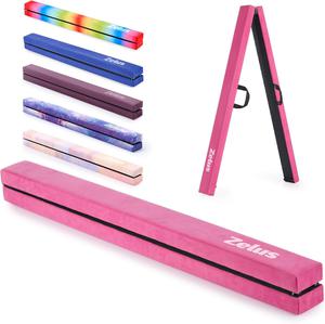 ZELUS Folding Gymnastics Balance Beam, 8FT, Pink