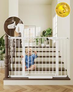 Cumbor Baby Gate for Stairs, 29.7-46 Inches, White 