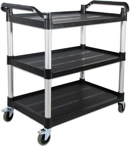 Heavy Duty Utility Cart with Wheels Lockable, Large, Black