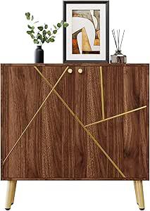 (Retail $99.99)Vrullu Storage Cabinet Free Standing Buffet, Brown