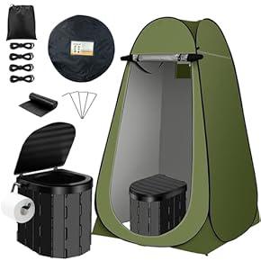 YSR VEF Portable Camping Toilet Kit with Pop-Up Privacy Tent
