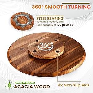 Tidita Acacia Wood Lazy Susan for Table Top, 21 inch, Acacia Wood
