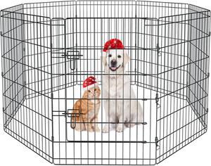 New - Pet Playpen Dog Pen Foldable Dog Exercise Fence 8 Panels 36 Inch Kennels Pet Playpen Options Ideal for Pet Medium Animals Outdoor Indoor