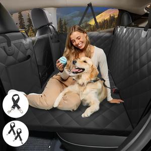 Back Seat Extender for Dogs, Dog Car Seat Cover for Back Seat Supports 400lbs, Hard Bottom Backseat Extender for Dogs, Waterproof Dog Hammock for Car, SUV, Truck Black - AS-IS