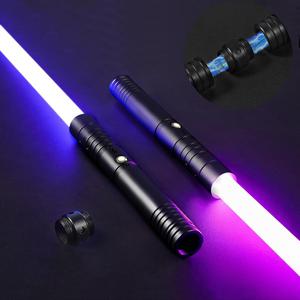 New - 2 in 1 Dueling Lightsaber Alloy Handle Light Saber 15 RGB Colors with 4 Modes 6 Sound Effects USB Rechargeable Detachable Lightsaber for Kids Adults Ideal Birthday Children&#39;s Day Halloween Christmas