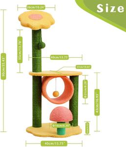 (Retail $54.99) 4-in-1 Sunflower Cat Tower with Fully Scratching Posts, 35.4 Inches