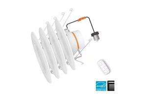 Pack of 4, Commercial Electric 5 in. &#38; 6 in. LED Recessed Trim &#38; Smart Light Switch