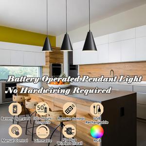 (Retail $99.99) 3 Pack Battery Operated Hanging Pendant Light With Remote