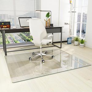(Retail $135.99) Heavy Duty Hard Tempered Glass Mat with Round Corner and Polished Edge, 46&#34; x 55&#34;