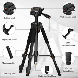 Height Adjustable Laser Tripod with 3 Way Swivel Pan Head