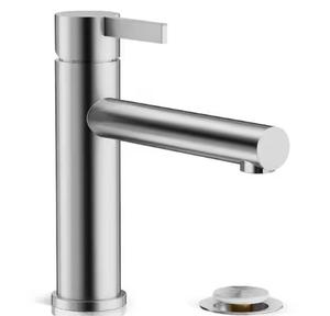 Phiestina Single Hole Single Handle Low Arc Brushed Nickel Bathroom Sink Faucet, Basin Faucet with Metal Pop-up Drain