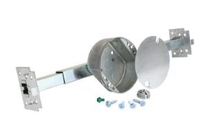 Commercial Electric 4 in. Round 1-1/2 in. Deep 15.3 cu. in. Metallic Ceiling Fan/Light Fixture Box and Brace Kit for New Work