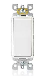 LEVITON 15 Amp 120/277 Volt Single Pole Antimicrobial Treated Decora Rocker Switch, White, 5-Pack