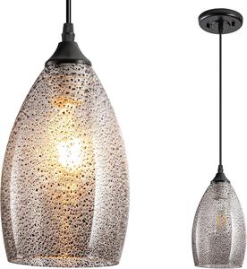 New - Glass Shade Battery Operated Pendent Light&#65292;Not Hardwired Remote Control Pendent Light&#65292;Battery-Powered Chandelier with Dimmable Bulb