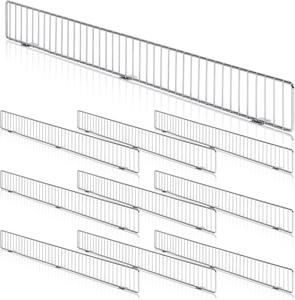 ($75.99) - New - 10 Pcs Retail Gondola Shelf Front Wire Fence Guard Rail Sturdy Metal Supermarket Guardrail Chrome Commodity Organization Baffle Display Enhancer for Retail Stores Fruit Fresh Food (48&#34; x 3&#34;)