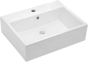 ($81.51) - New - Lordear Floating Bathroom Sink Wall Mounted 21&#34;x16&#34; Bathroom Vessel Sink Free Standing Wall Hung Sink Rectangle White Porcelain Ceramic Vessel Vanity Sink Art Basin