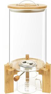 ($92.99) - Pre Owned - L&#39;&#201;PIC&#201;A Glass Rice Dispenser with Bamboo Stand, Large Airtight Rice Storage Container, Cereal/Grain/Coffee Bean/Dry Food Dispenser Countertop, Rice Holder, Rice Bin