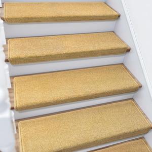 ($99.99) - New - Stair Treads Non Slip, Bullnose Carpet Stair Treads for Wooden Steps Indoor, Stair Carpet, Soft Stair Rugs for Pets, Edging Stair Protectors, Washable, 29.5&#34;x9.5&#34;x1.5&#34; 14pcs, Beige
