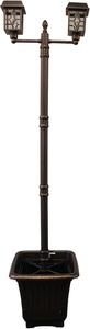 ($124.99) - New - Gama Sonic Luna II Outdoor Solar Light Post, Double Head Lamp, Planter Base, EZ-Anchor for In-Ground Placement, Cast Aluminum, 84B50152 (Brushed Bronze)
