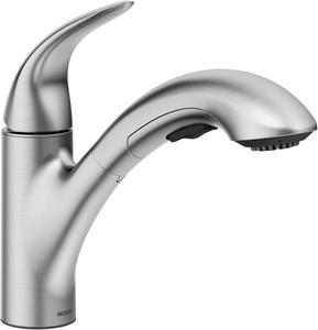 ($160) - New - Moen Medina Spot Resist Stainless One-Handle Pull Out Kitchen Faucet, Kitchen Sink Faucets with Pullout Sprayer Featuring Power Boost for a Faster Clean, 87039SRS