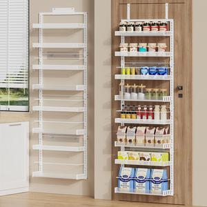 ($52.99) - New - Over the Door Pantry Organizer, 8-Tier Large Wall Mounted Storage Spice Rack, 2 in 1 Heavy-Duty Metal Adjustable Hanging Baskets for Pantry, Bathroom, Kitchen, White